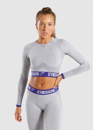 Безподобный фитнес комплект топ леггинсы лосины лучшая фирма gymshark flex marl indigo