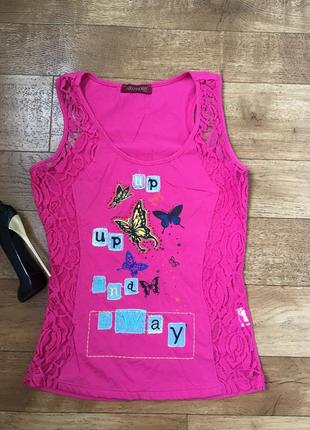 Рожева майка alexandra italy. майка з камінчиками рожевий топ