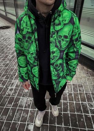 Зеленая теплая мужская куртка.7-364