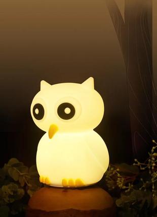 Силиконовый ночник совенок с сенсорным управлением 7 цветов - ночники / светильники