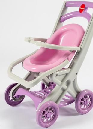 Пластиковая коляска для кукол doloni toys (0122/04) – устойчивая и стильная серо-розовая1 фото