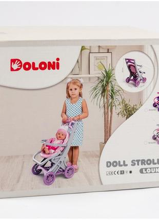 Пластиковая коляска для кукол doloni toys (0122/04) – устойчивая и стильная серо-розовая2 фото