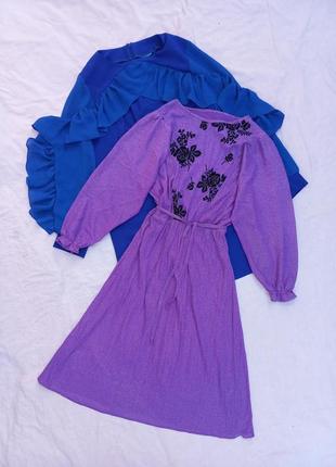 Вечернее платье миди с люрексовой ниткой, нарядное платье миди1 фото