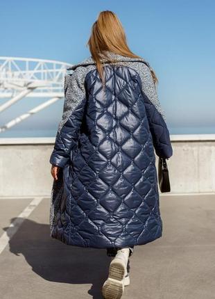 Комбинированное женское пальто на еврозима 46-68 размеры3 фото