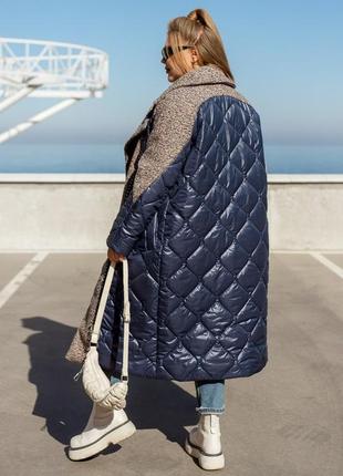 Комбинированное женское пальто на еврозима 46-68 размеры5 фото