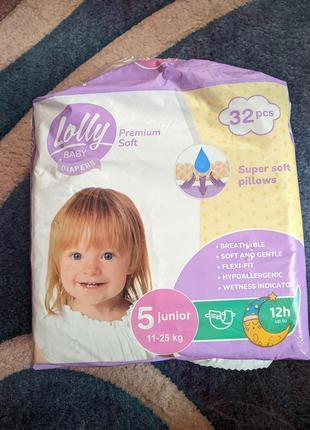 Подгузники lolly premium soft diapers 5