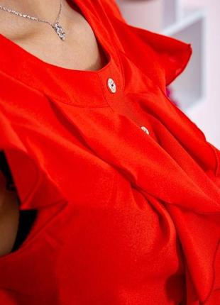 Шифоновая блуза с жабо, красного цвета, 167r114-25 фото