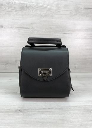 Маленький женский сумка-рюкзак черный2 фото
