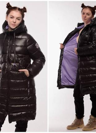 Зимняя куртка подростковая на девочку (р. 140 146 152 158) черное пальто пуховик для подростков девушек - зима1 фото