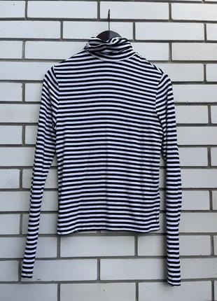 Базова,чорно-біла водолазка в смужку,гольф,віскоза h&m4 фото