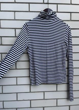 Базова,чорно-біла водолазка в смужку,гольф,віскоза h&m10 фото