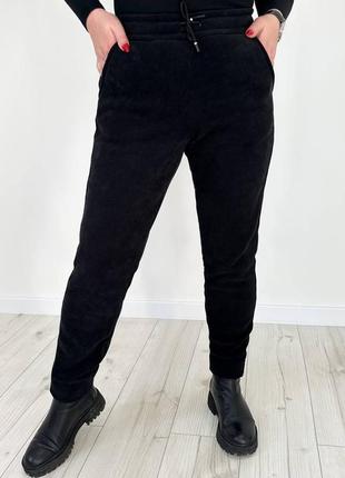 Жіночі утеплені штани брюки лосини вельвет на флісі зима1 фото