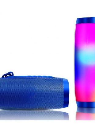 Портативная bluetooth колонка влагостойкая tg-157 pulse с разноцветной подсветкой. цвет синий