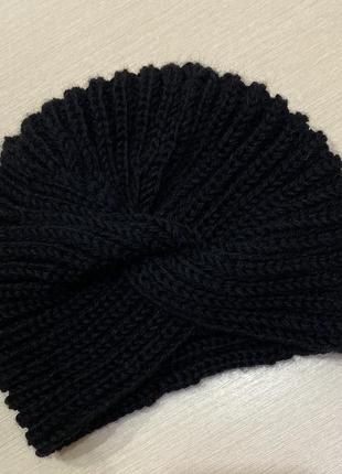 Сорная шапочка классика шапка чалма вязаная ручная работа шапочка и варежки шарфик черный белый