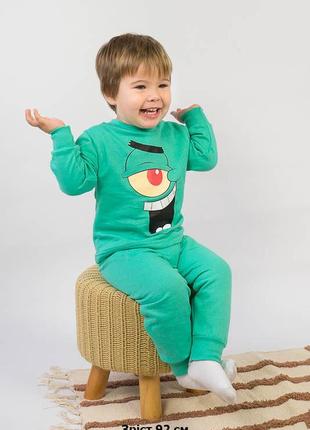 Теплая яркая пижама с начесом детская губка бобов, патрик, планктон, детская пижама с принтом4 фото