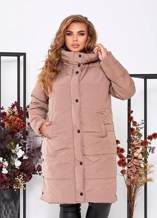 Теплая женская стеганая куртка  большие размеры и норма (р.42-56)2 фото