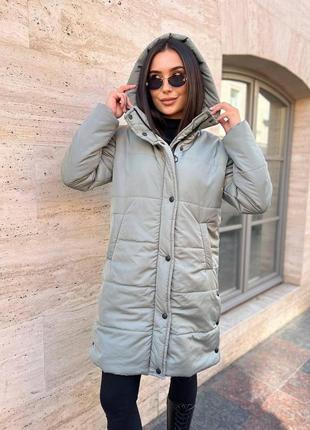 Теплая женская стеганая куртка  большие размеры и норма (р.42-56)5 фото