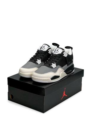 Мужские кроссовки nike air jordan 4 retro fleece termo black gray beige#найк