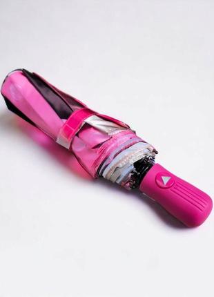 Женский зонтик полуавтомат с системой антиветер, принт капли дождя с розой7 фото