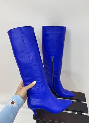 Сині електрик шкіряні чоботи труби багато кольорів