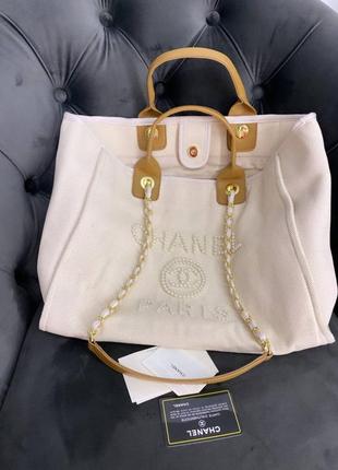 Сумка шоппер chanel tote текстильна1 фото