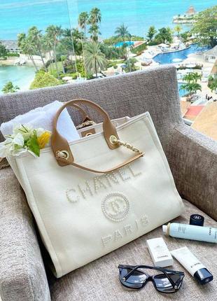 Сумка шоппер chanel tote текстильна3 фото