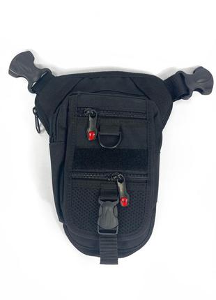 Тактическая поясная/ножная сумка для военных со специальным отделением карманом, черная