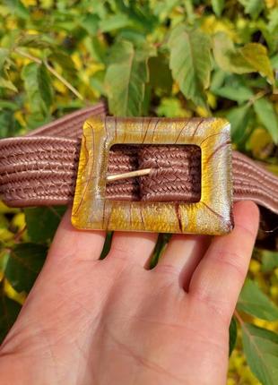 Комбинированный коричневый ремень nwt zara с стеклянной пряжкой мурано2 фото