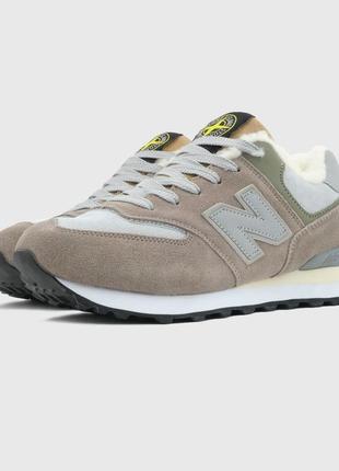 Круті кросівки new balance 574 stone island хутро9 фото