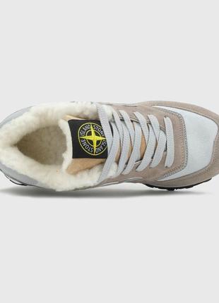 Круті кросівки new balance 574 stone island хутро2 фото