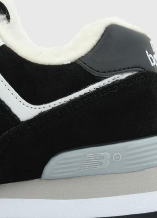 Круті кросівки new balance 574 black/white fur хутро9 фото