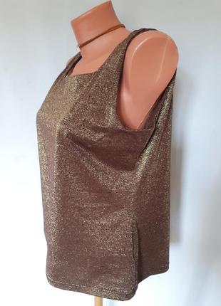 Нарядная трикотажная бронзовая майка-блуза tcm tchibo (размер 40-42)2 фото