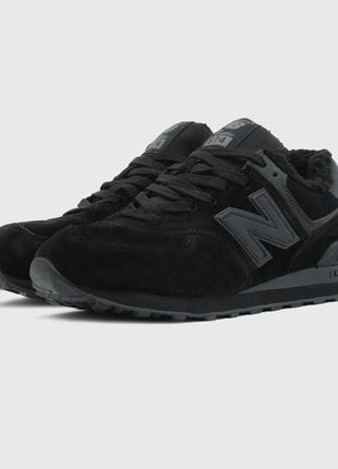 Круті кросівки new balance 574 black fur хутро1 фото