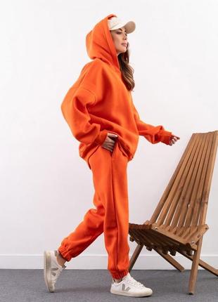 Теплый оверсайз костюм оранжевого цвета2 фото