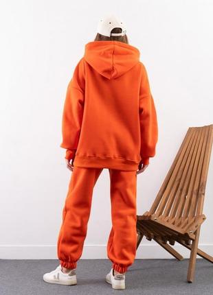 Теплый оверсайз костюм оранжевого цвета4 фото