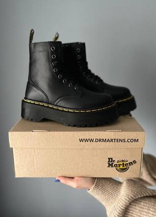 Черевики dr martens jadon black fur ботинки зимові з хутром