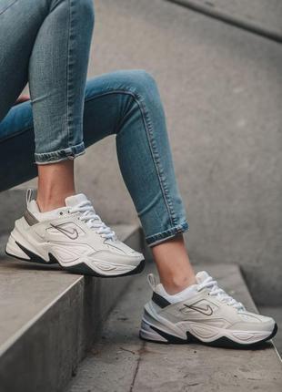 Кросівки жіночі білі з натуральної шкіри nike m2k monarch tekno white1 фото