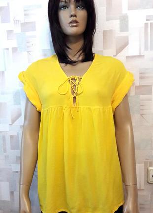 Ярко желтая натуральная блуза со шнуровкой на груди от asos1 фото