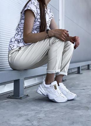 Кросівки жіночі білі з натуральної шкіри nike m2k monarch tekno white9 фото