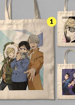 Еко-сумка, шопер з принтом аніме юрій на льоду yuri on ice