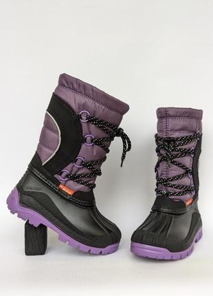Зимние сапожки ботинки дутики demar фиолетовые дермар,размер 25 26