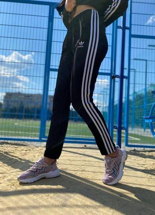 Жіночий спортивний костюм adidas чорний без капюшону осінній | комплект адідас кофта і штани (bon)6 фото