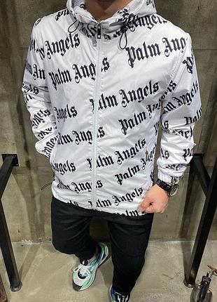 Чоловіча куртка весняна palm angels біла вітровка чоловіча демісезонна палм ангелс (bon)