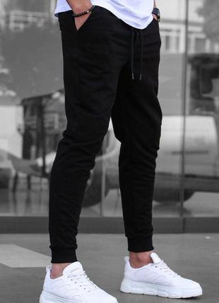 Мужские спортивные штаны черные однотонные базовые весенние летние | брюки мужские хлопковые повседневные