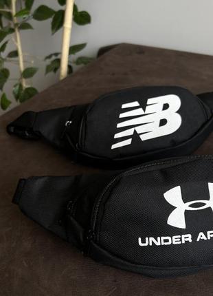 Бананка under armour черная мужская женская сумка на пояс андер армор (bon)2 фото