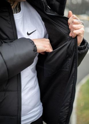 Чоловіча зимова куртка nike чорна до -25 °c тепла на флісі з капюшоном  ⁇  чоловічий зимовий пуховик найк (bon)9 фото