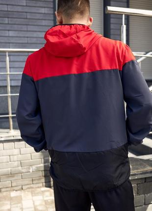 Мужская ветровка nike красная с серым спортивная легкая весенняя | мужская куртка найк черная (bon)10 фото
