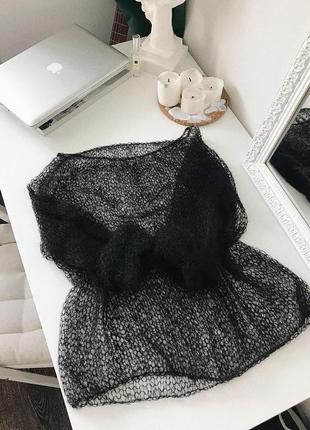 Легкая паутина из кид мохера на шелке 4