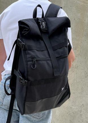 Рюкзак ролтоп спортивний чоловічий жіночий чорний оксфорд міський портфель rolltop (bon)8 фото