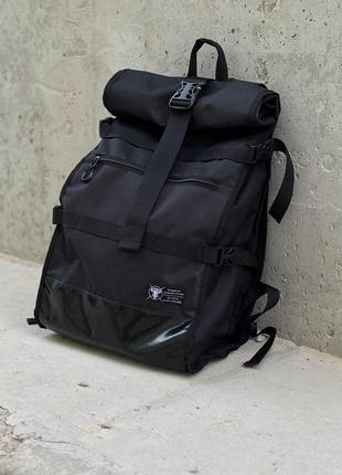 Рюкзак ролтоп спортивний чоловічий жіночий чорний оксфорд міський портфель rolltop (bon)7 фото